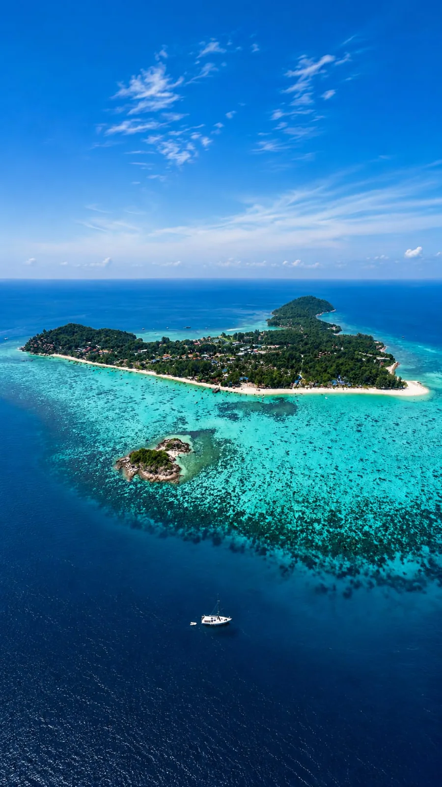 Vista aérea de Koh Lipe rodeada por las aguas del mar de Andamán