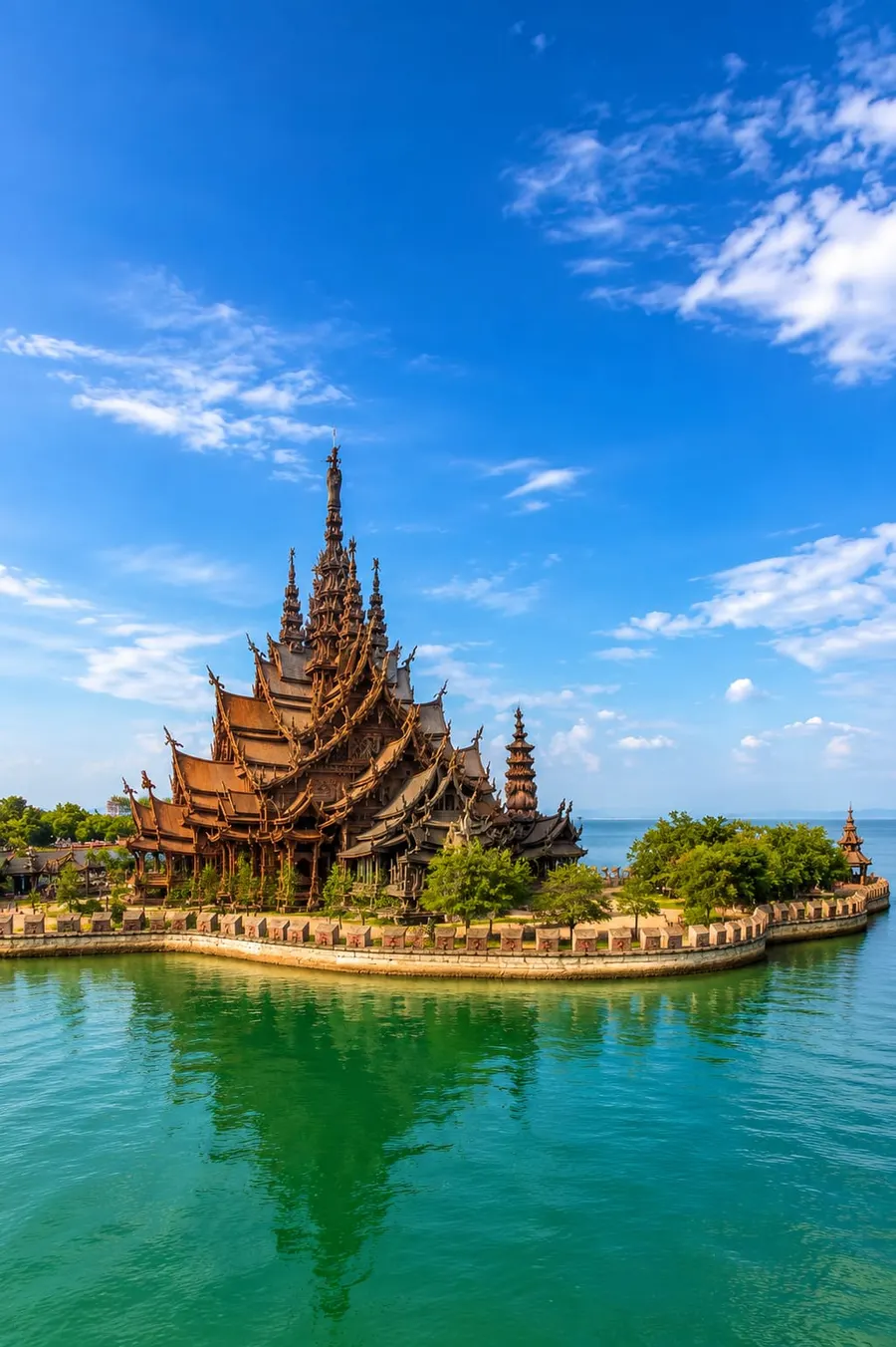 Santuario de la Verdad junto al mar en Pattaya