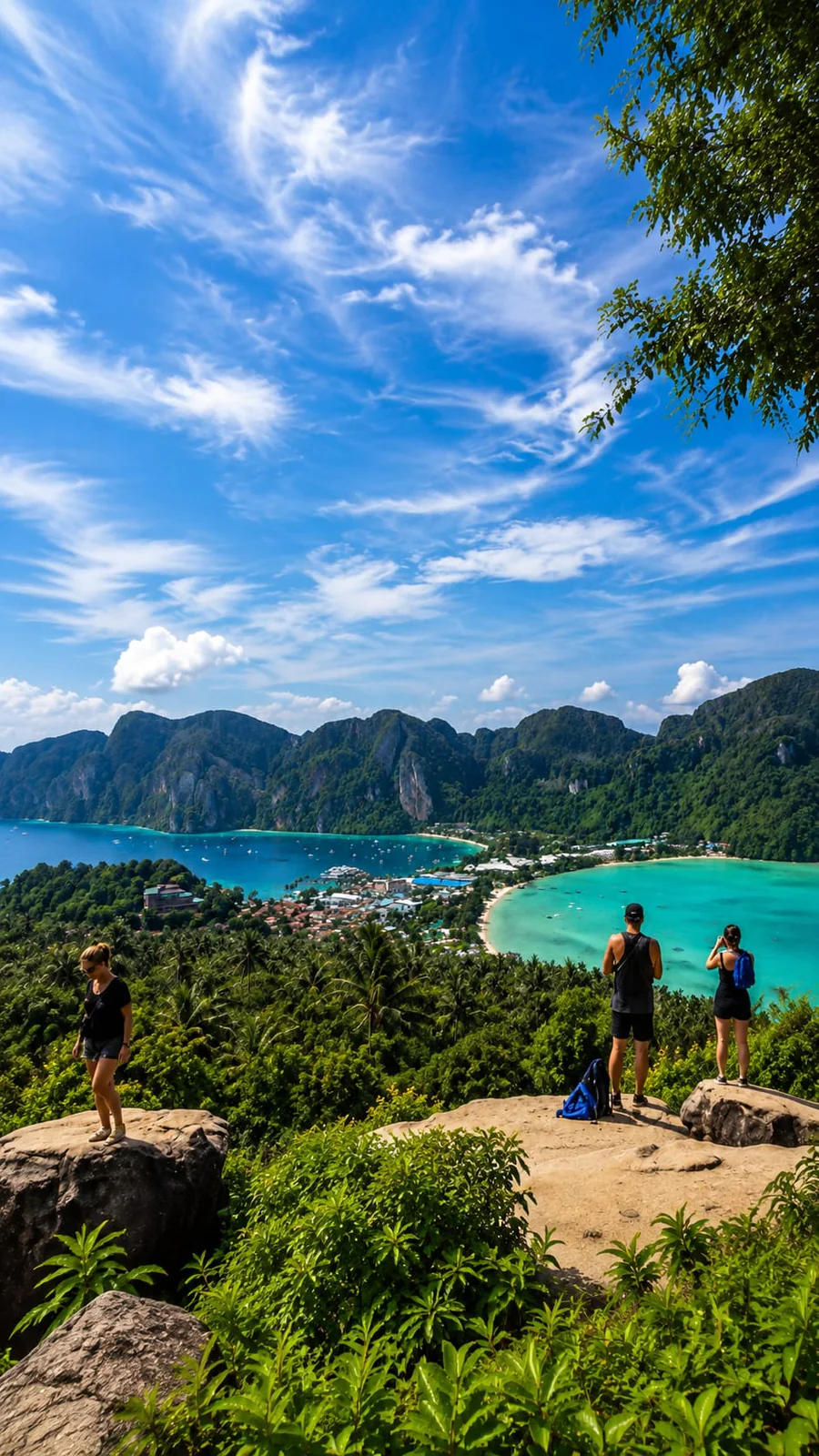 Mirador sobre las bahías y montañas tropicales de las islas Phi Phi